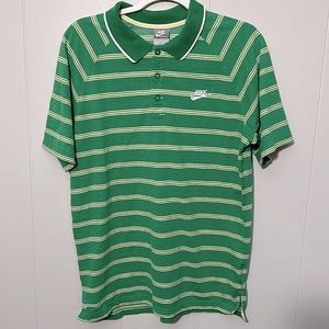 Y2K Nike Polo Shirt Mens Medium  Short Sleeve Striped Casual Vintage